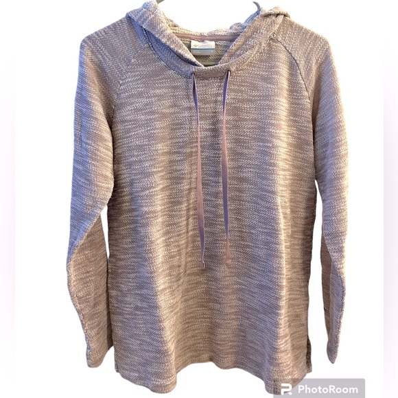 COLUMBIA Women’s Small Hooded Sweater Light Plum Knit Stretchy - Picture 1 of 6